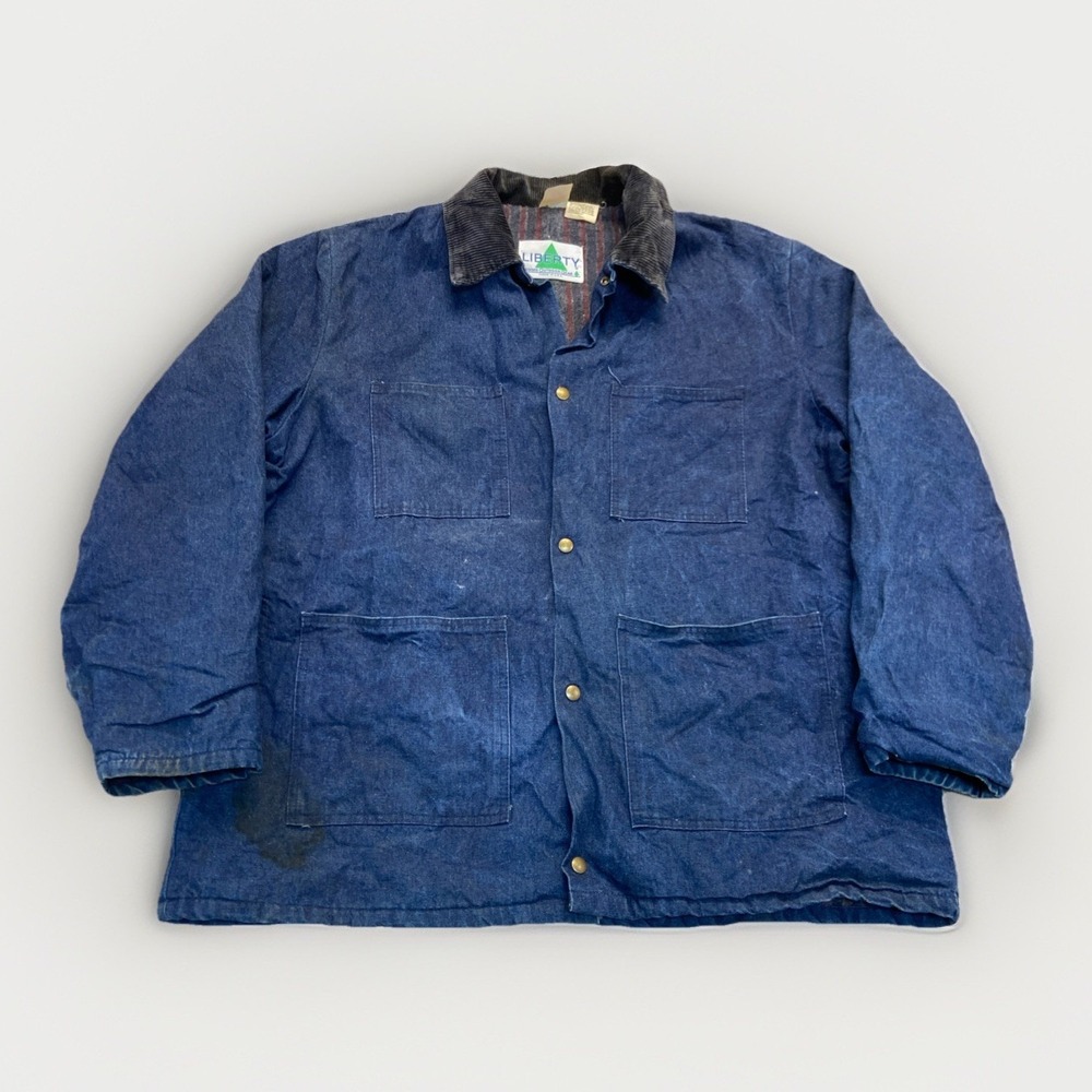 Vintage Liberty Denim Chore Coat Mens 2XL Blanket Lined Workwear Distressed